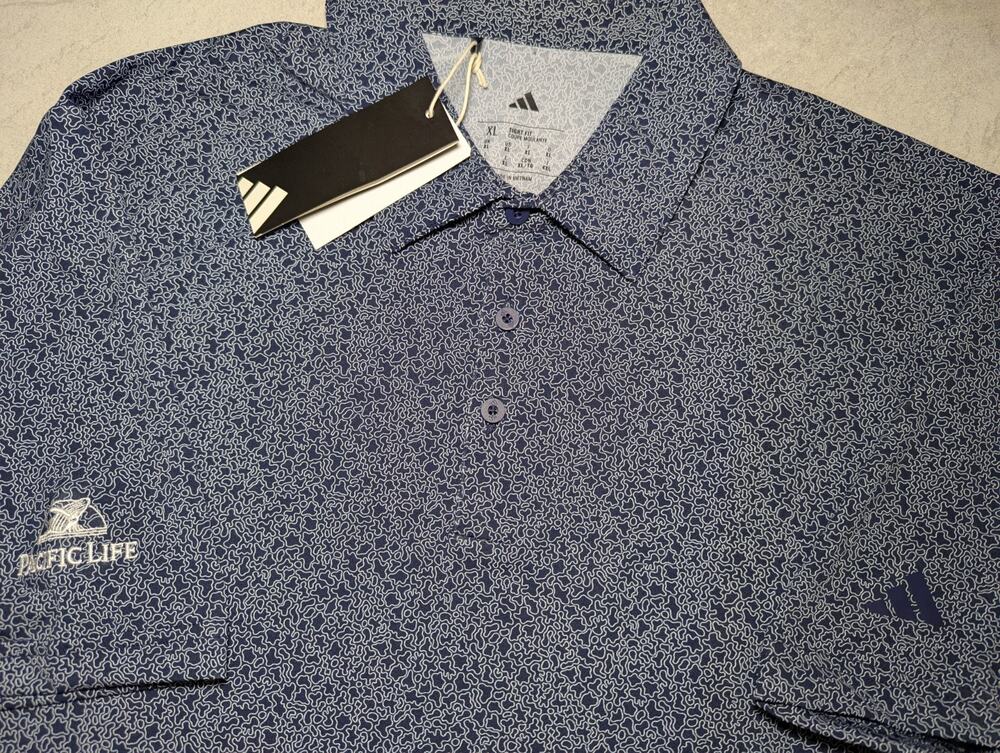 Adidas Men's XL Golf Polo Shirt Ultimate 365 Mini Bunker Navy Pacific Life NEW